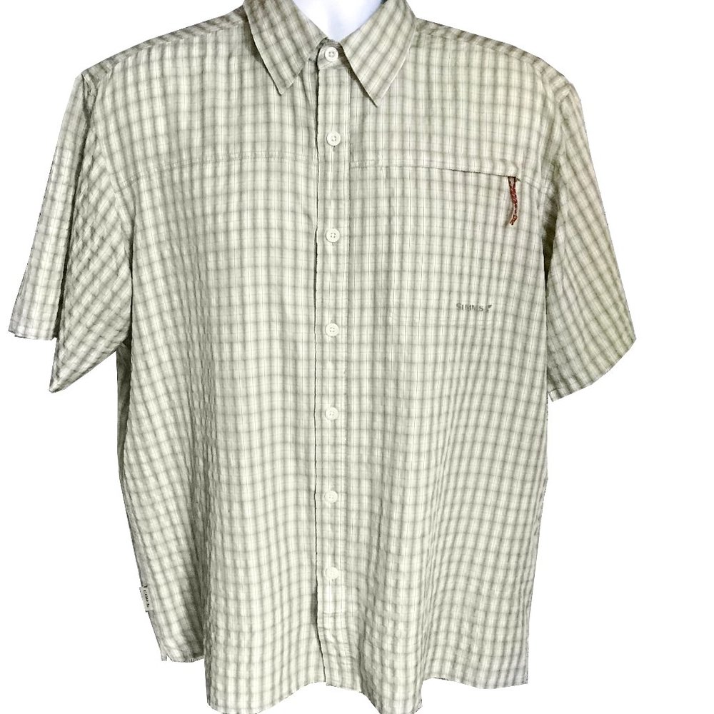 Simms Green Checkered COR 3 Fishing Shirt